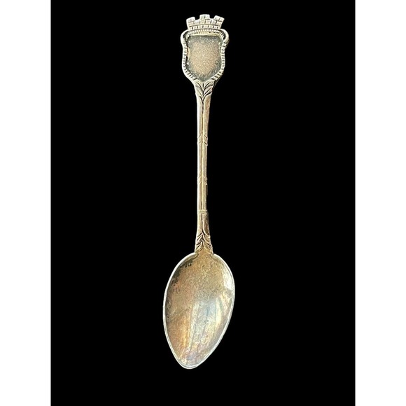 Antiko 100 Souvenir Spoon Collector Hallmarked Silver Plated No Enamel Emblem - Picture 1 of 6